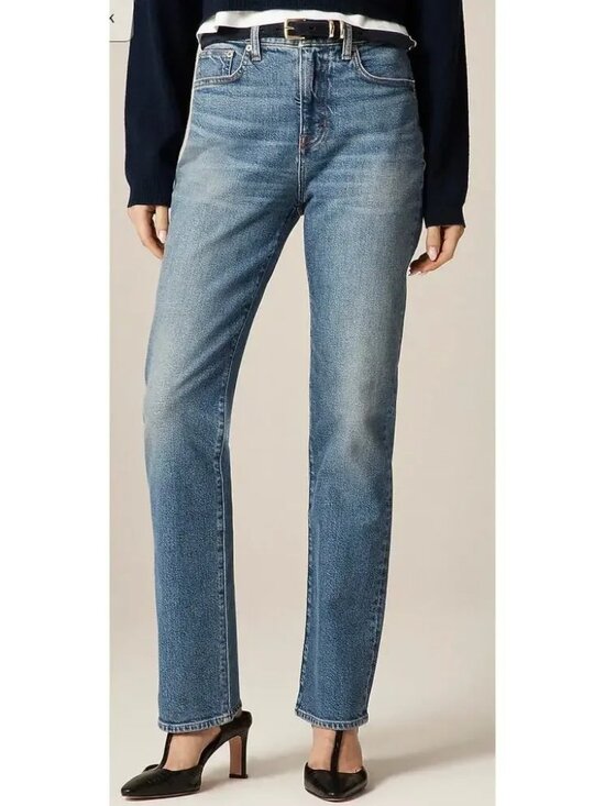 J. Crew Denim - J. CREW NIPPED STRAIGHT HIGH RISE SEMI-STRETCH JEANS MEDIUM WASH FAIR TRADE 30